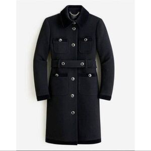 J. Crew Velvet-Trimmed Lady Coat in Black